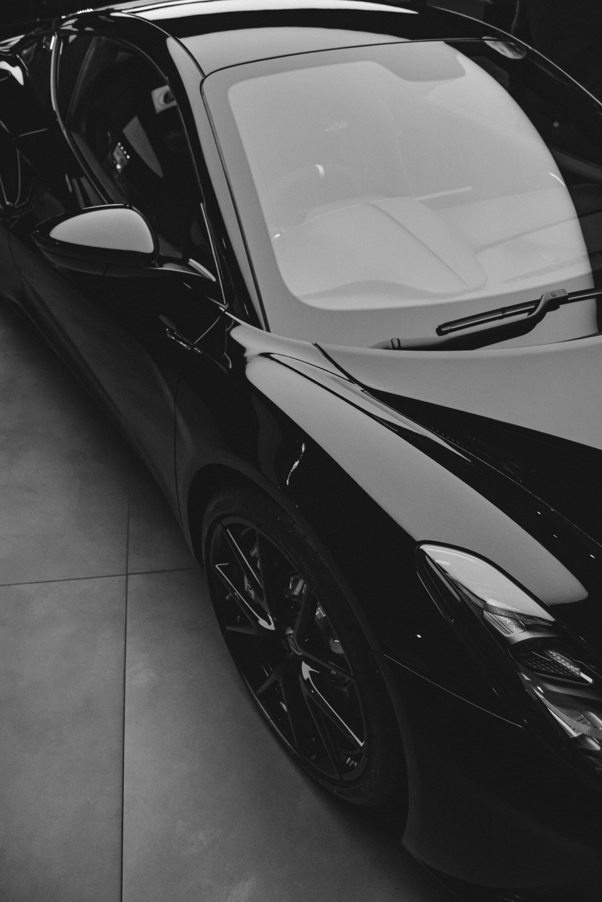 Dark performance vehicle with a refined exterior finish; finish reference
